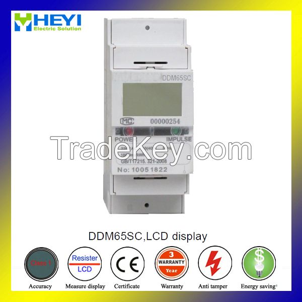 Single phase din rail electrical energy meter  2 pole LCD display  5/32A 120V  match Solar power system