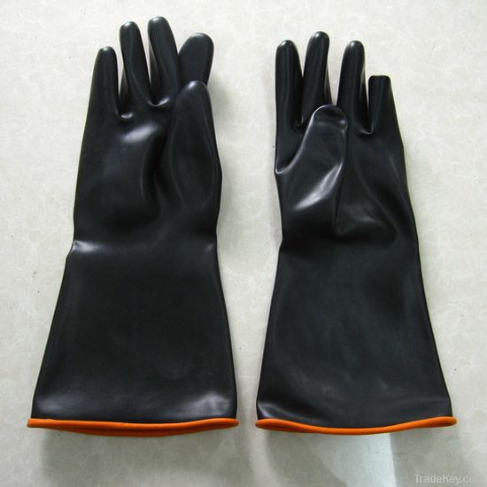 Acid and Alkali resistant latex industrial gloves