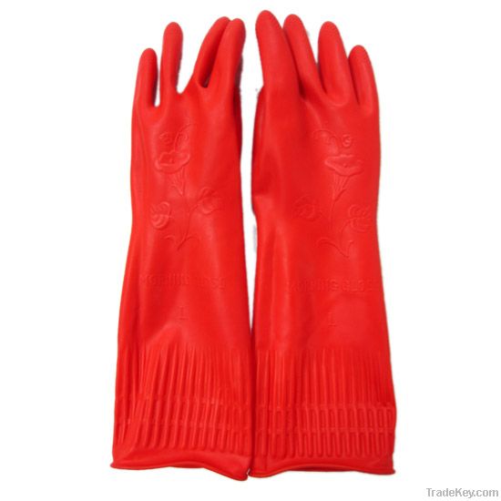 Longer latex household gloves