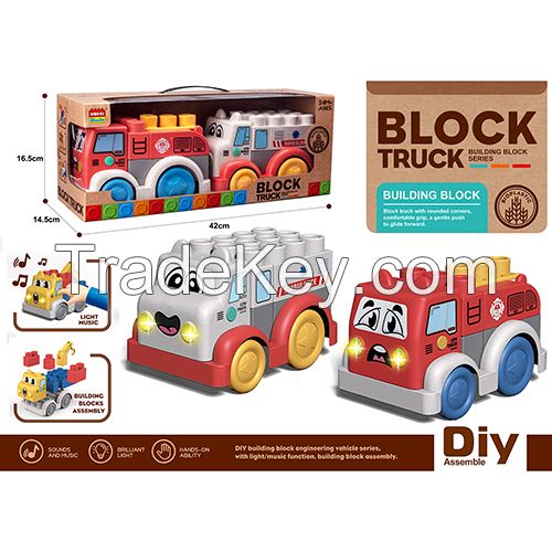 Wokaiblocks 2pcs Light Music Kid's for BIO PLASTIC Engineering Vehicles Building Blocks KIDS TOY
