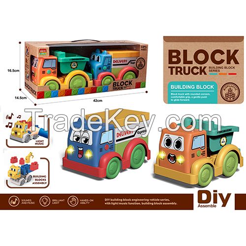 Wokaiblocks 2pcs Light Music Kid's for BIO PLASTIC Engineering Vehicles Building Blocks KIDS TOY