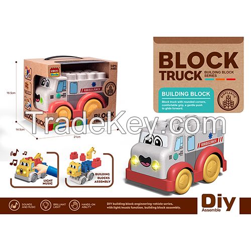 Wokaiblocks Light Music Straw Material Building Blocks Truck DIY Assembly Toys