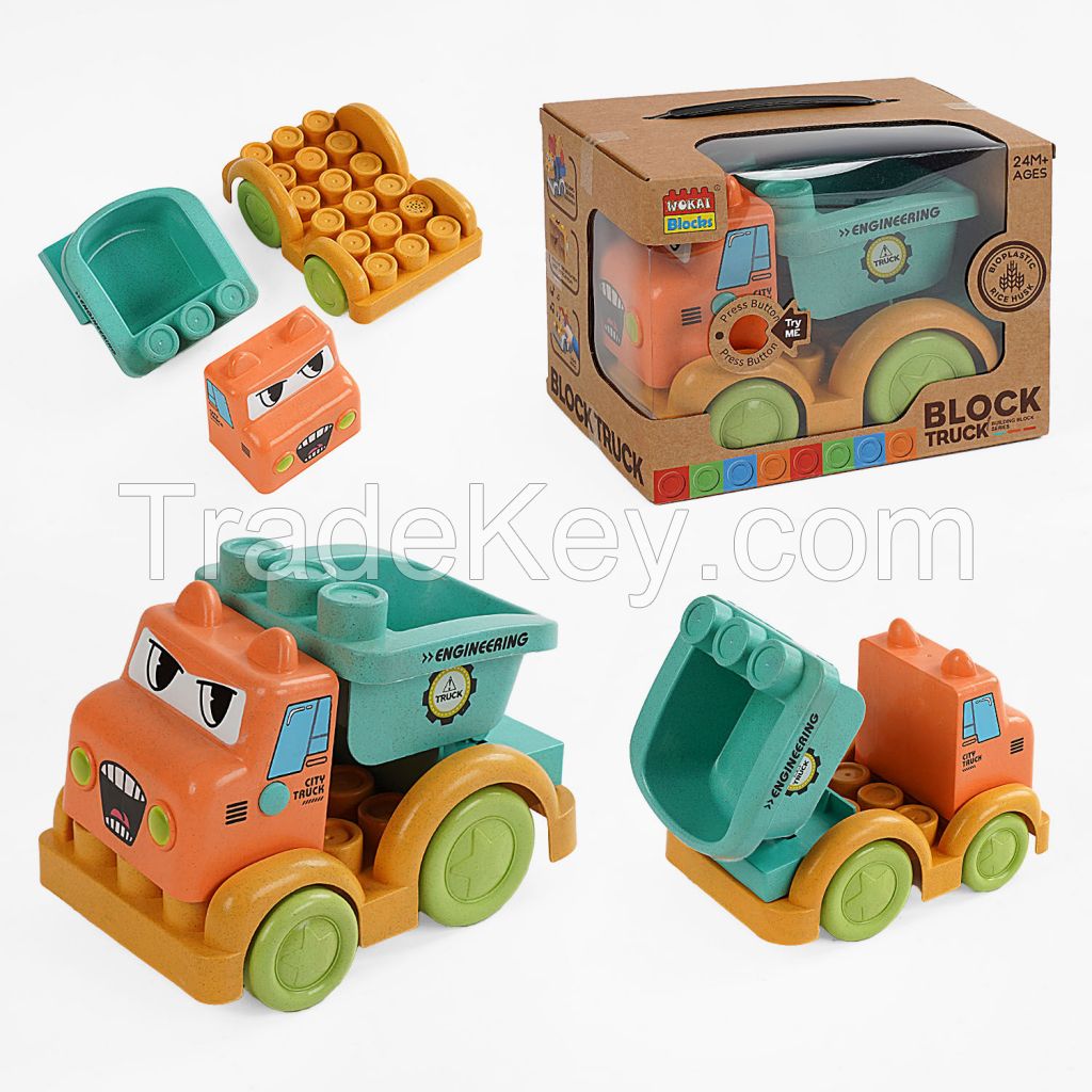 Wokaiblocks BIO PLASTIC Light Music Kid's for Building Blocks Engineering Vehicle DIY Assembly Toys