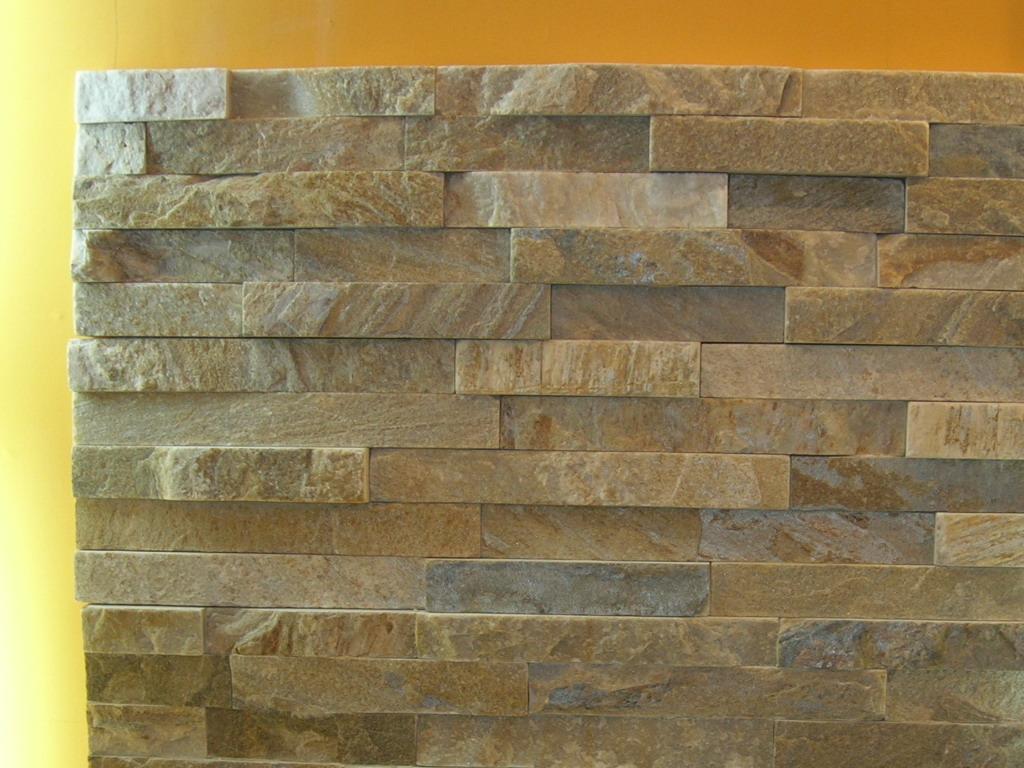 Yellow-wood slate wall panels with a 3-dimension effect