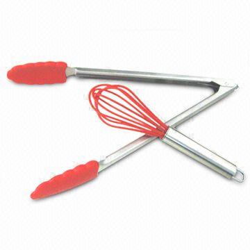 food tongs and whisk