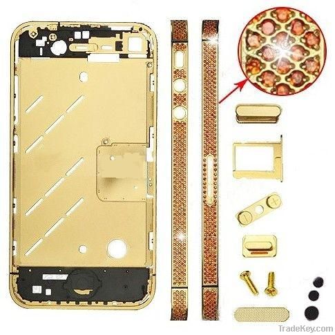 iPhone 4S Gold Middle frame Plate with Orange Diamond