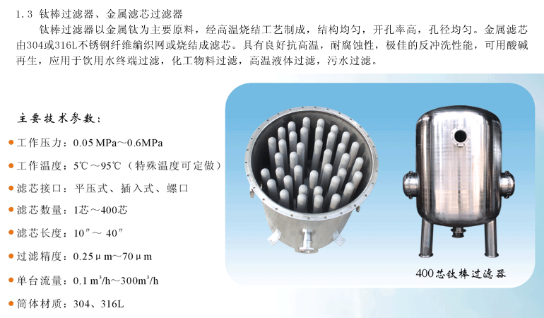 Titanium rod filter