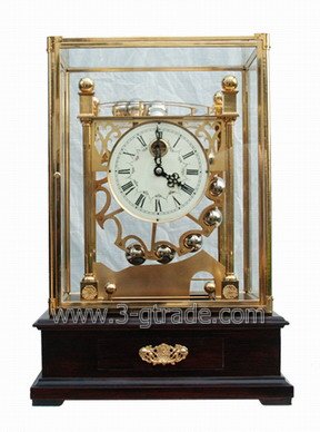 Gilded Copper Clock with Rolling Ball Mechanism (JG9003-1A)