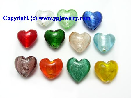 28*18mm Silverleaf Lampwork Glass Heart Beads