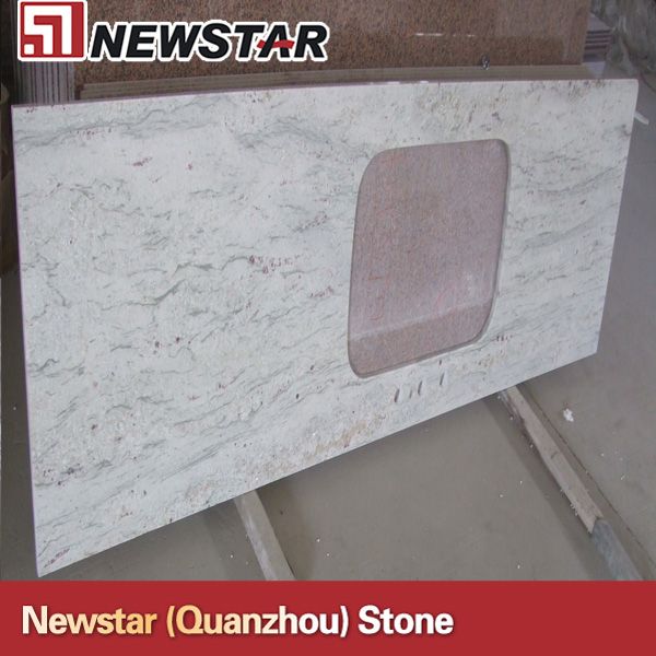 White polished river white countertop