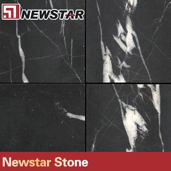 China polished Nero Marquina marble tile