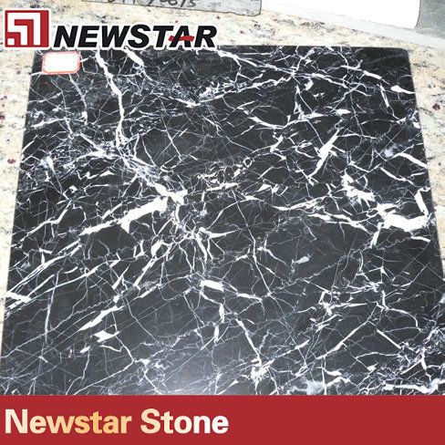 polished nero marqiua black marble tile for floor
