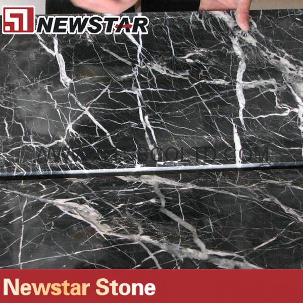 polished nero marqiua black marble tile for floor