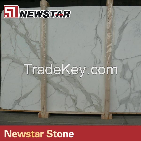 China polished wall white calacatta marble slab