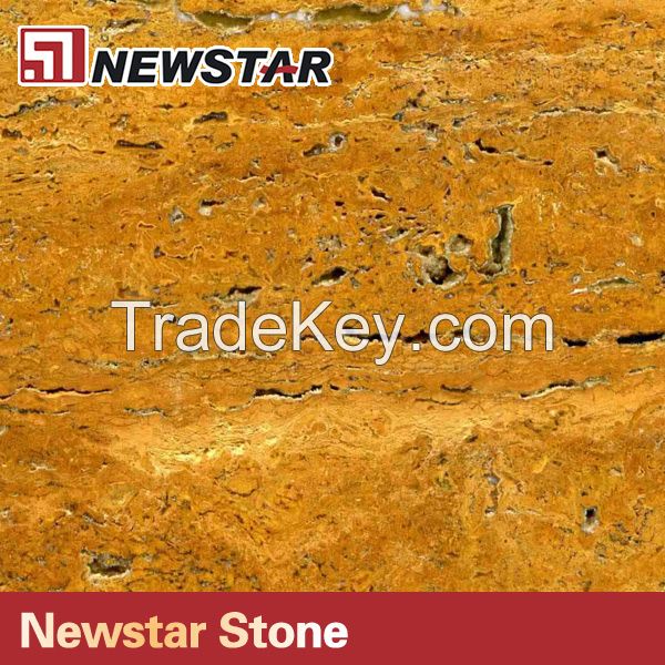 Chinese polished Golden marble travertine slab price