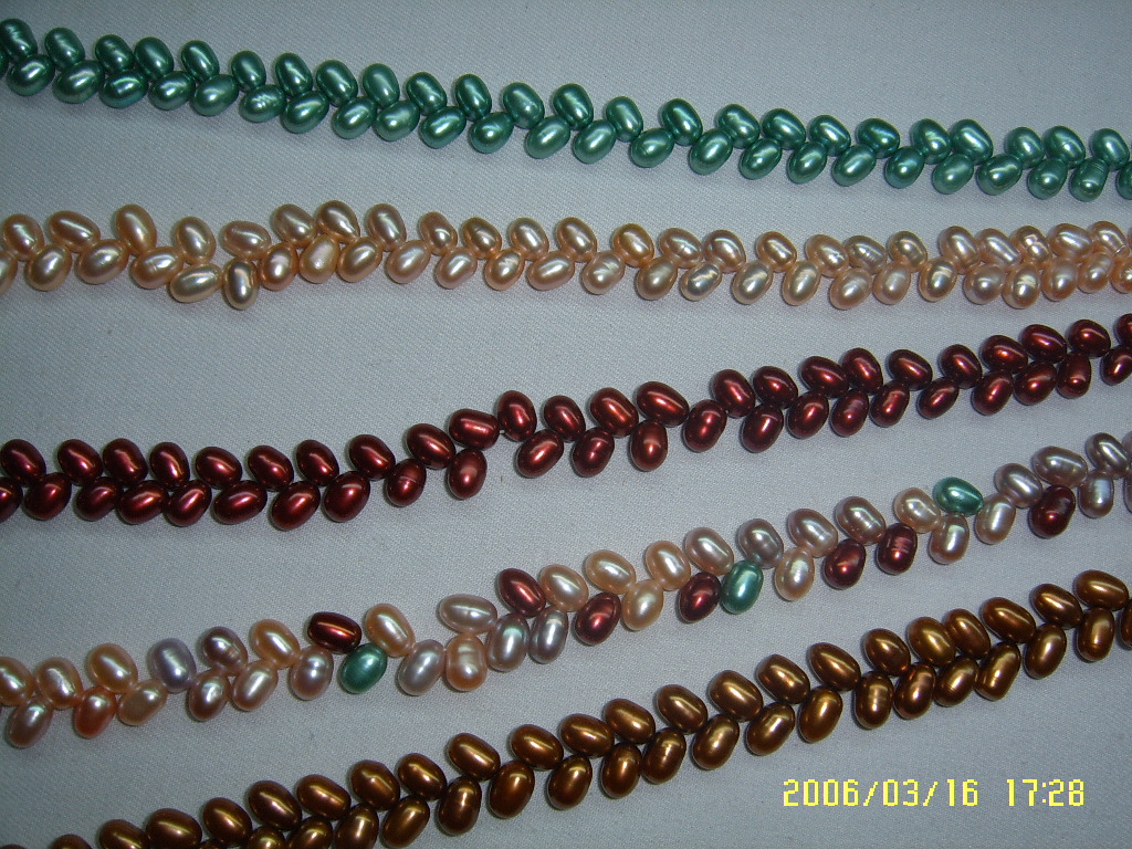 oval shape dyed pearl string