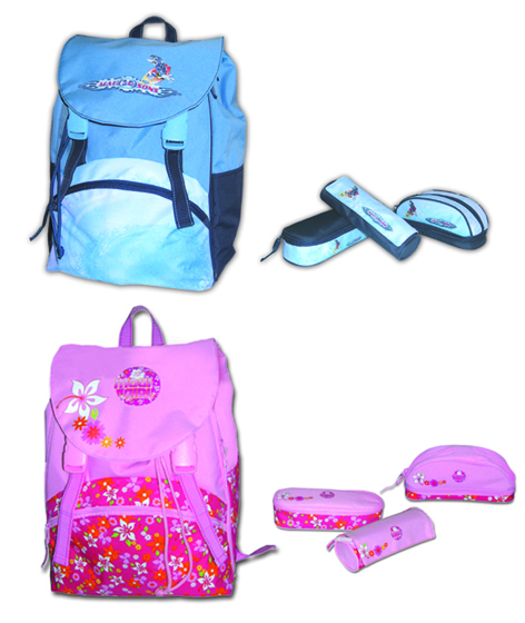 school backpack, pencil case