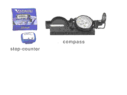 Pedometer, Compass,Binocular, LED Flashlight, Pocket Knife