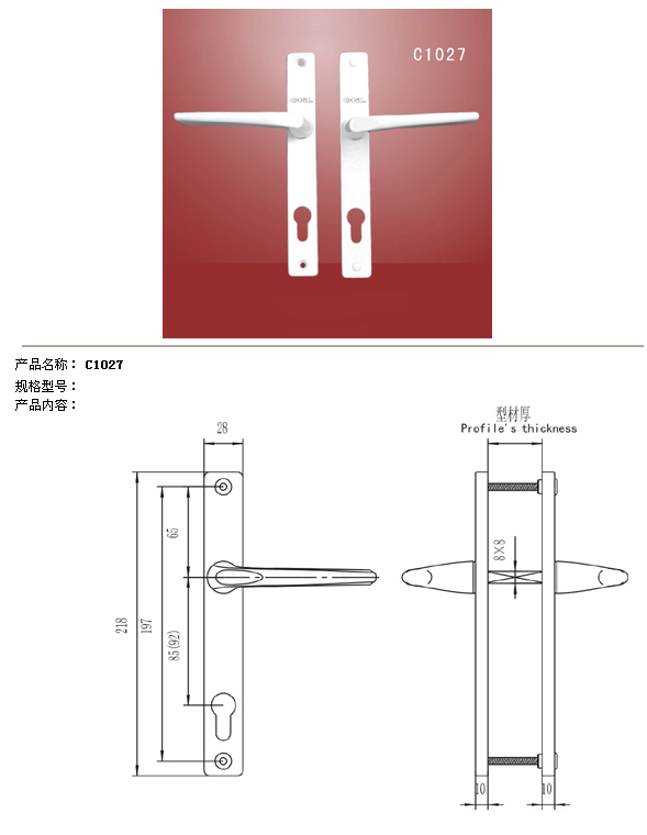 Door Handle with Cylinder Lock (C1013)