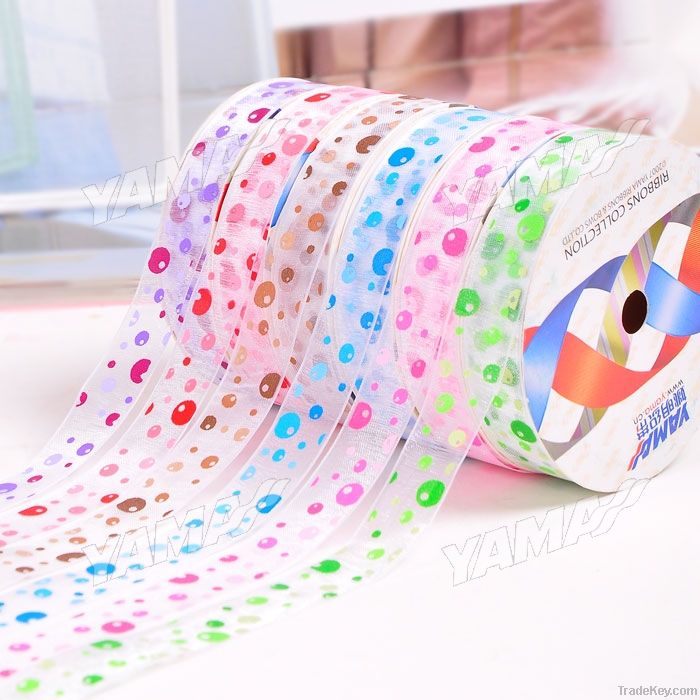 dots printed sheer ribbon