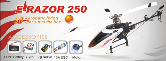 3D Aerobatic flying RTF RC helicopter--E-razor 250