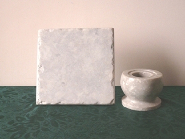 Thin tumbled marble tiles