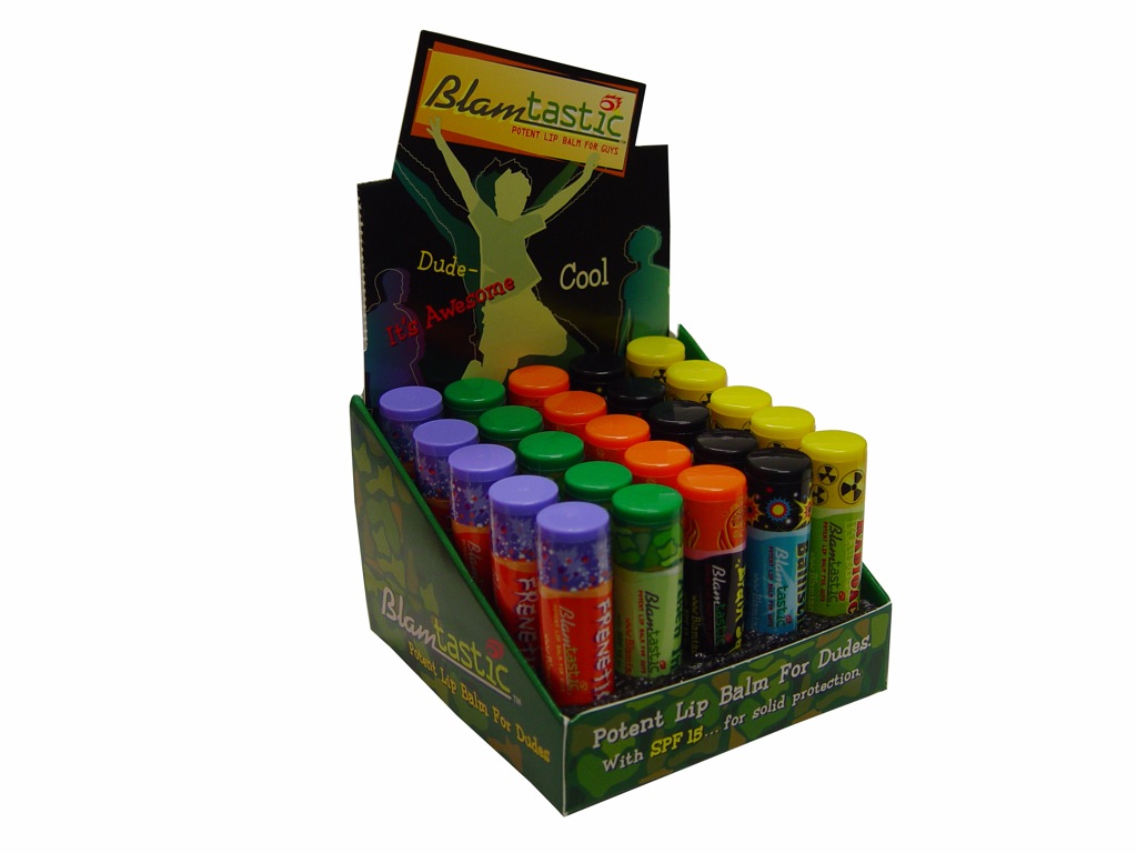 25 Count Blamtastic Boy Kid and Tween Natural Lip Balm with Display