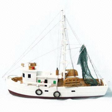 Wooden decorative fishing boat