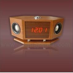 digital wooden clock with speaker