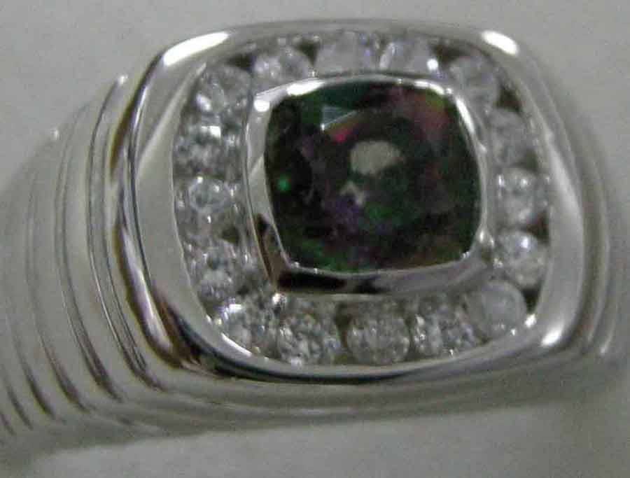 925 Sterling Silver Ring with Mystic Topaz and CZ