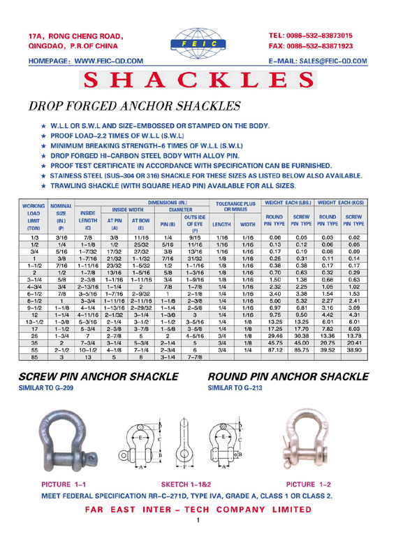 screw pin anchor shackle