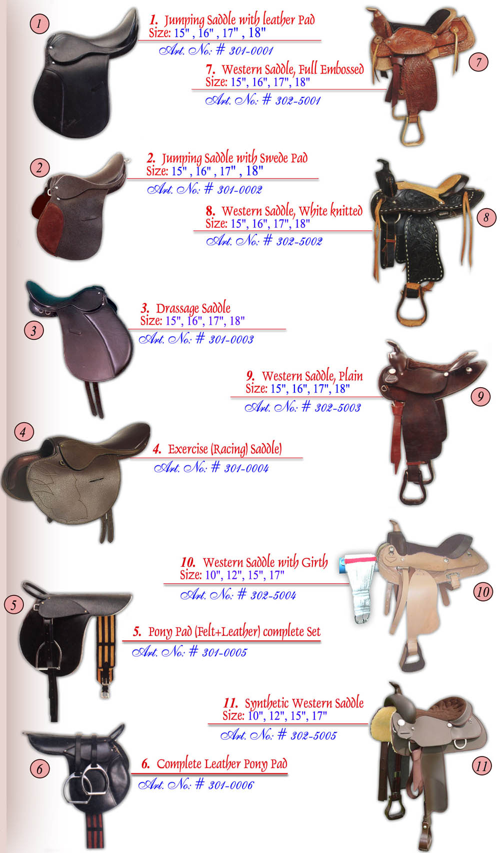 English & Western Style Saddles
