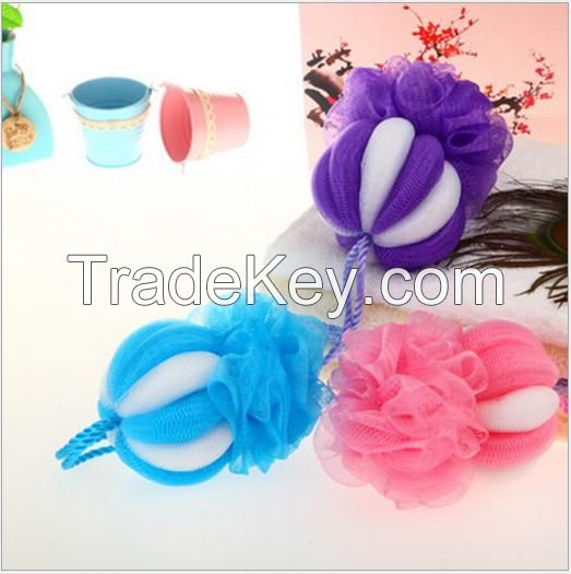 Top grade bath puff, colorful bath flower, bath ball, one bath ball with one bath flower, secondary colour bath ball
