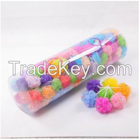 Bath flowerwith colorful sponge, mixed colors, pack by bottle