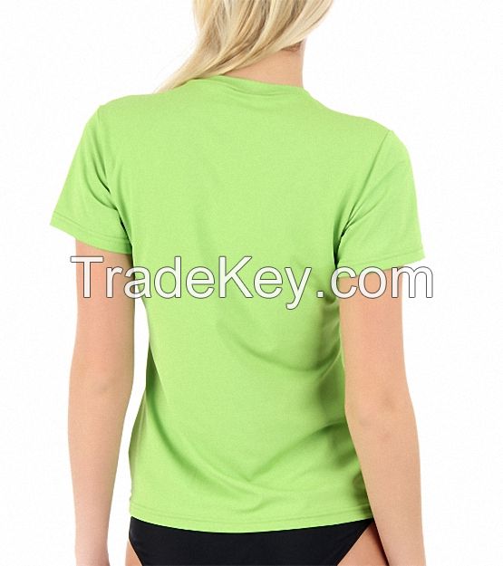 Unisex Basic Green loose crew neck nylon lycra T-shirt