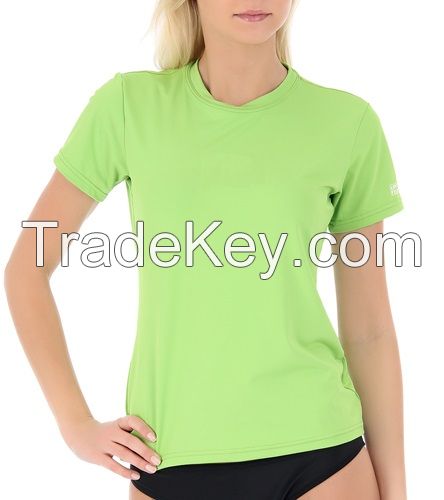 Unisex Basic Green loose crew neck nylon lycra T-shirt