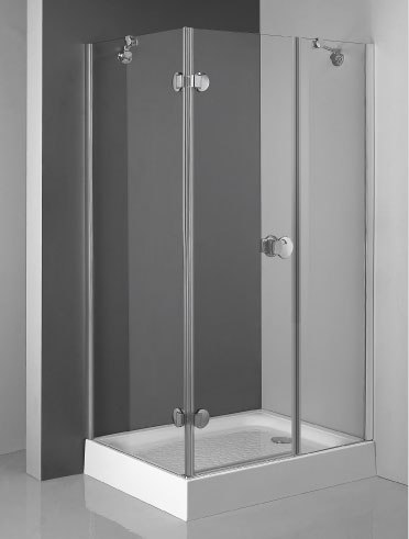 Rectangualr shower enclosure with pivot inner open door