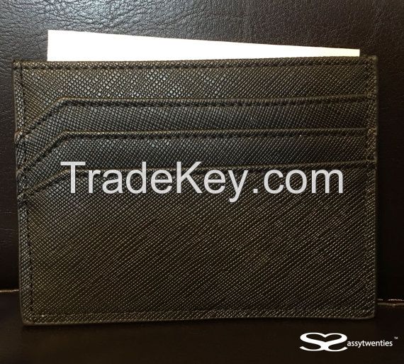 Genuine Saffiano Leather Minimalist Card Holders Wallet
