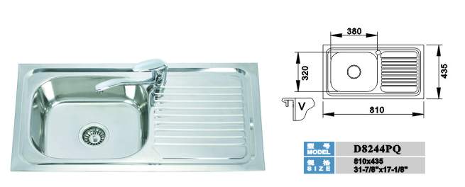 stainless steel  kitchen sink  810*440*155  single blow