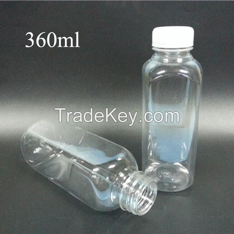 Food grade pet plastic round juice bottle plastic water bottles 240ml 360ml PET juice bottle