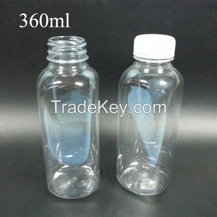 Food grade pet plastic round juice bottle plastic water bottles 240ml 360ml PET juice bottle