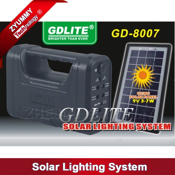 GDLITE GD-8020 solar lighting system kit portable with LED bulbs lighting and usb output for mobile phone charge