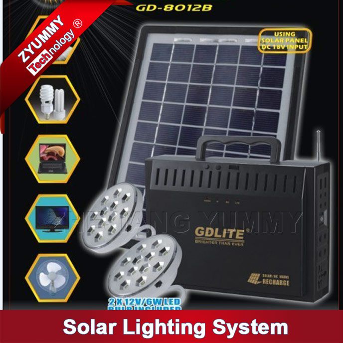 GDLITE GD-8020 solar lighting system kit portable with LED bulbs lighting and usb output for mobile phone charge