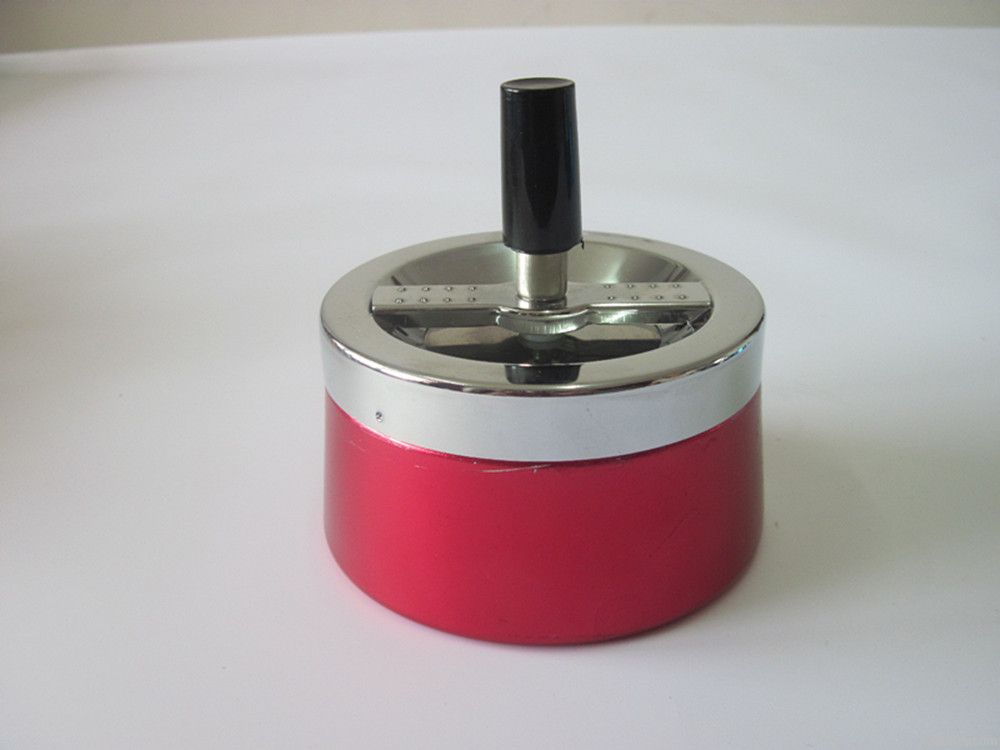 standing table metal ashtray with spin lid portable aluminum ashtray