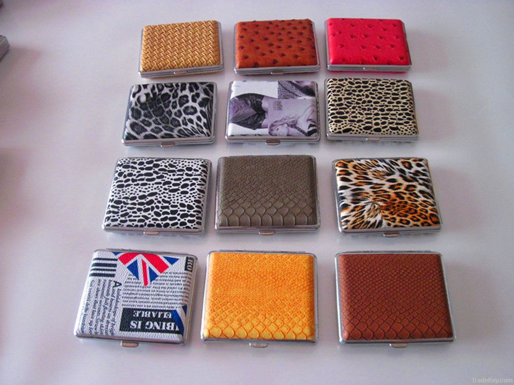 nice high quality leather covered metal cigarette case