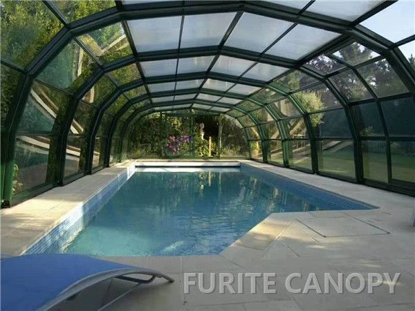 Clear Polycarbonate & Aluminum Swimming Pool Cover, Vertical Retractable Swimming Pool Cover with Aluminium Alloy Frame