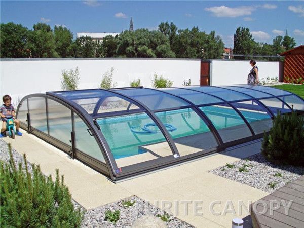 Clear Polycarbonate & Aluminum Swimming Pool Cover, Vertical Retractable Swimming Pool Cover with Aluminium Alloy Frame