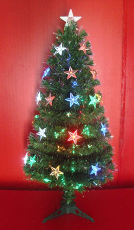 LED Light Soure Fiber Optic Christmas Tree with T-stars andLED Lights