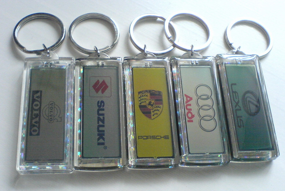 Solar Power Car Sign LCD Key Chain for Audi, Volvo Etc.