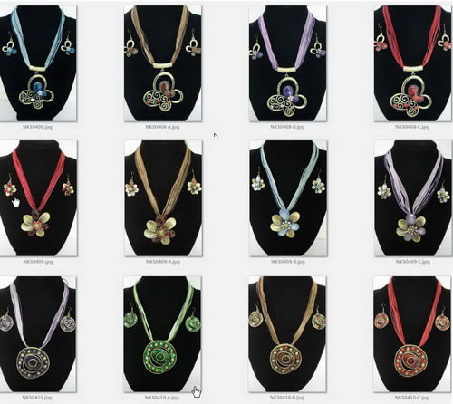 flower shaped  enamelled necklace sets, shaped alloy necklace sets